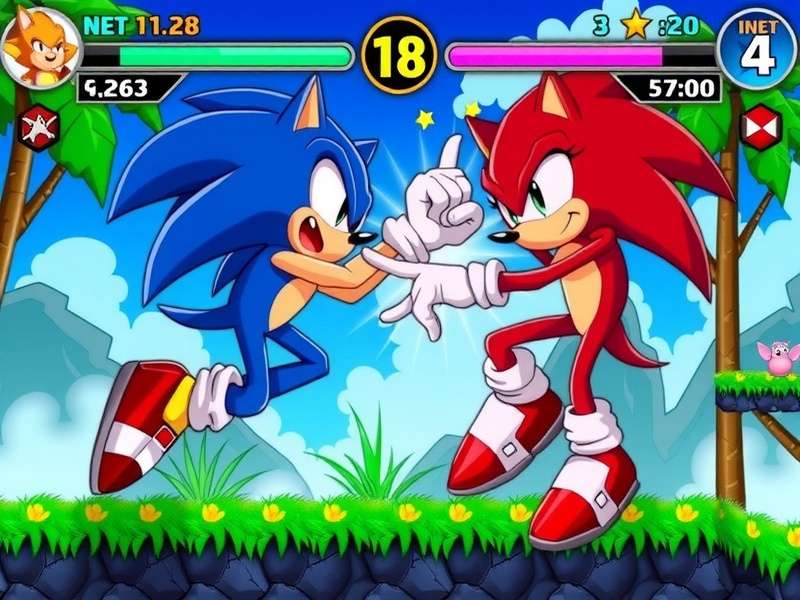 Sonic Flash game fighting scene with characters in action