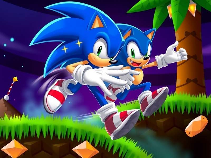 Gameplay screenshot from a classic Sonic Flash game on diamondbolt archive