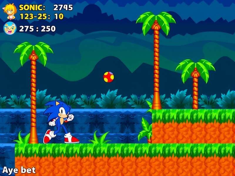 Screenshot of a popular Sonic Flash game showing high-speed gameplay