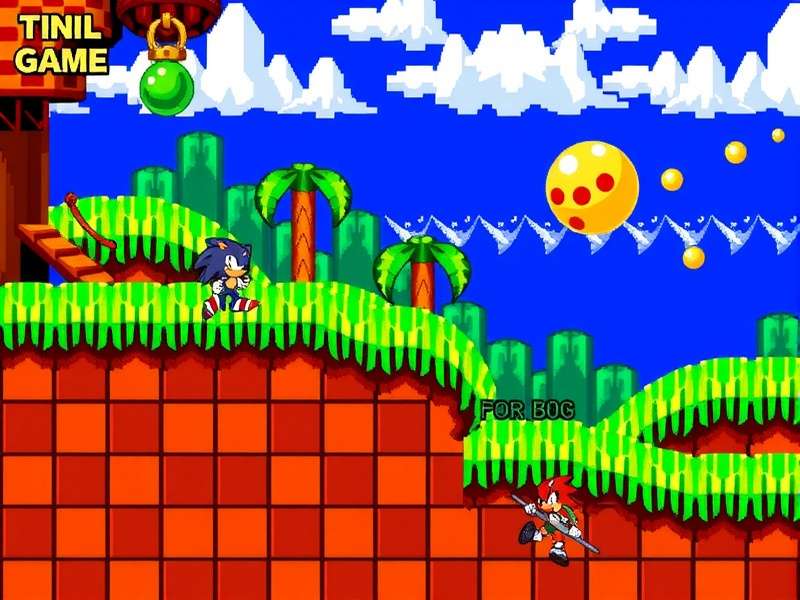 Classic Sonic Flash game screenshot showing blue hedgehog running