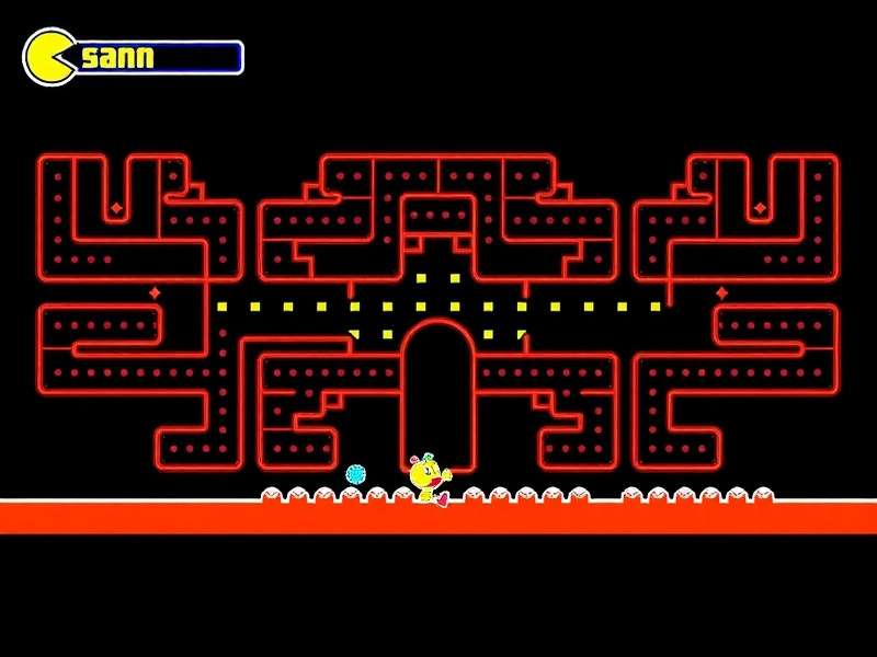 Flash Pacman gameplay screenshot showing Pacman and ghosts