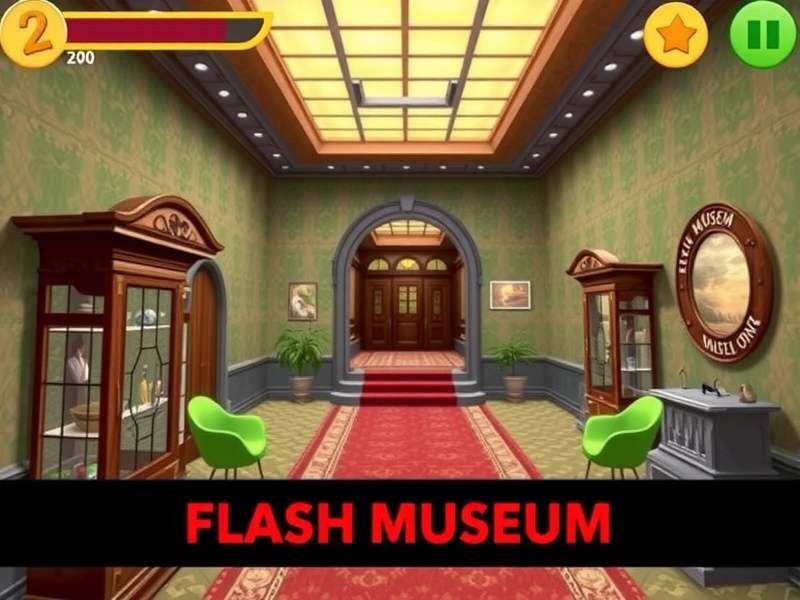 Interactive Flash Museum Exhibit showing classic games like Sonic and Mario