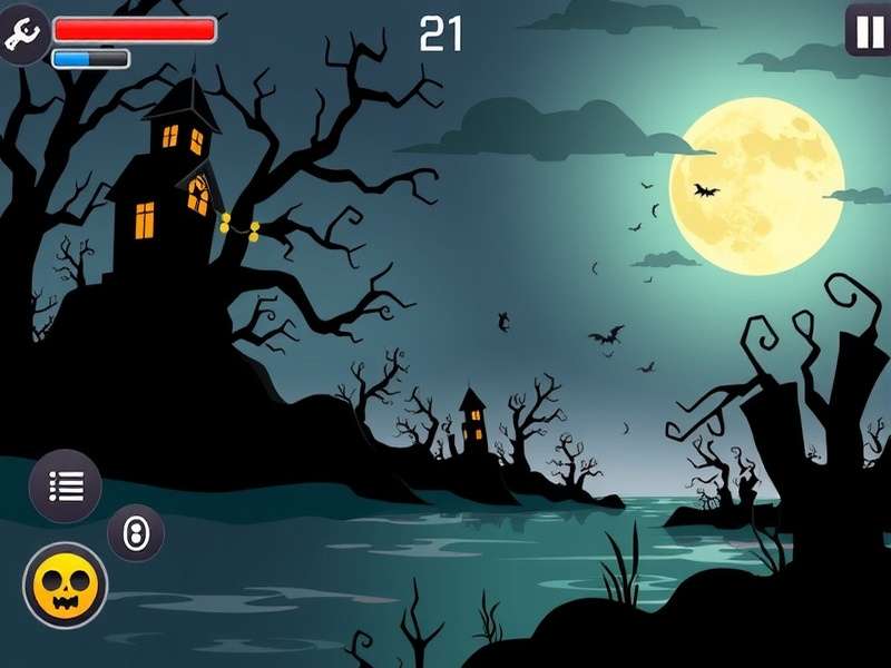 Dark computer screen showing a scary Flash horror game scene