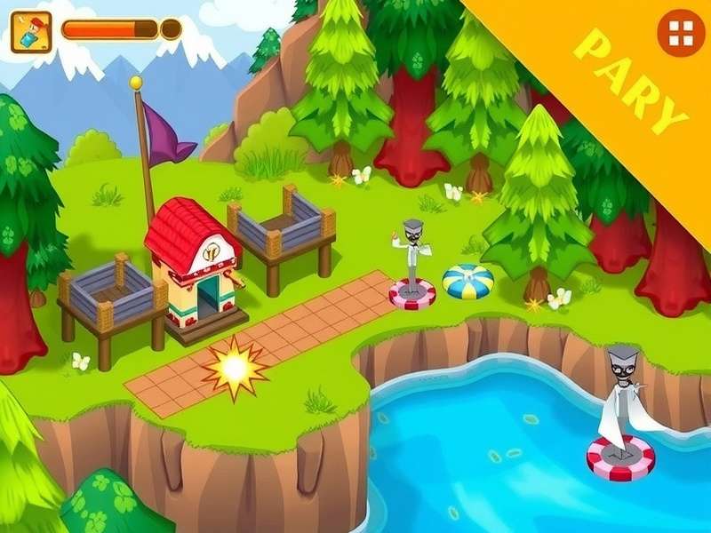 A person playing a colorful arcade flash game on a PC