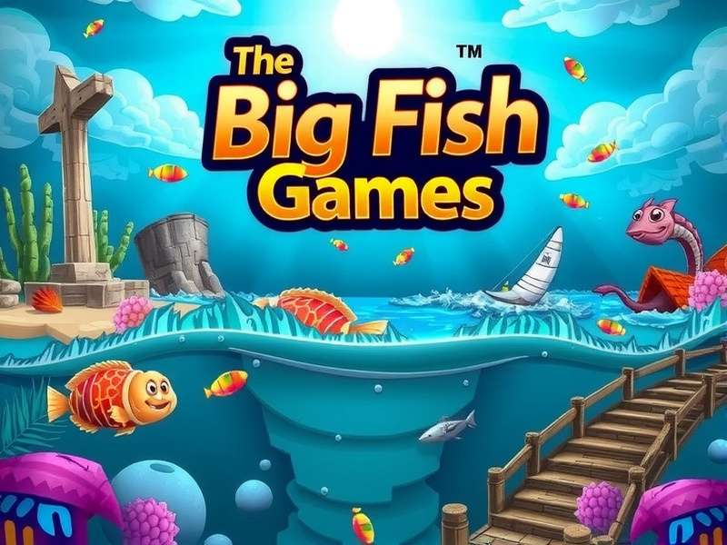 A collection of classic Big Fish Games icons and logos on a computer screen