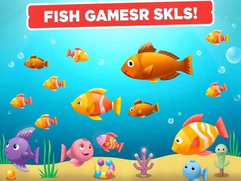 Colorful fish and underwater scene for kids games