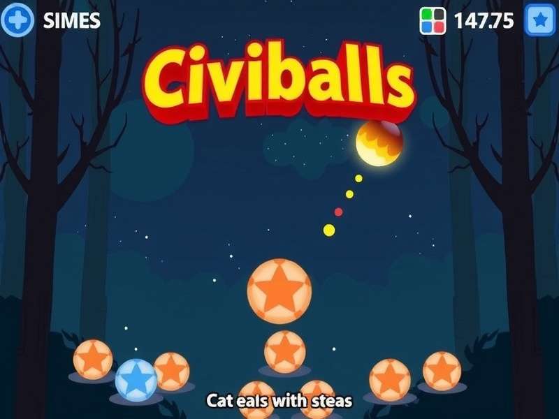 Civiballs No Flash Game level screenshot showing colourful balls and physics puzzles