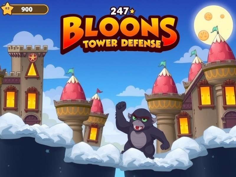 Bloons Tower Defense gameplay on Flash Games 247 – colorful bloons and defensive towers